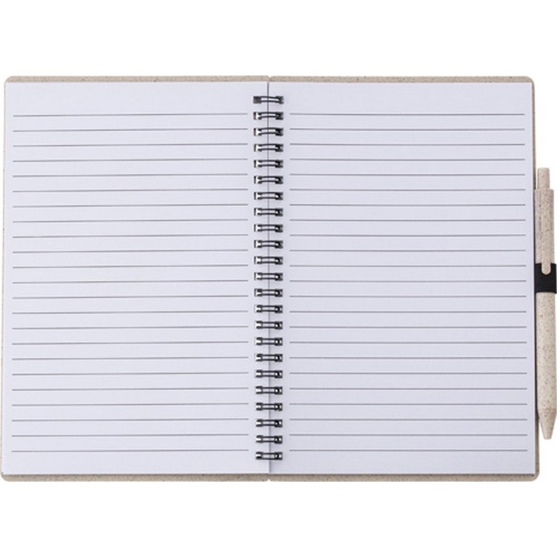 Блокнот из пшеничной соломы примерно формата а5 с шариковой ручкой