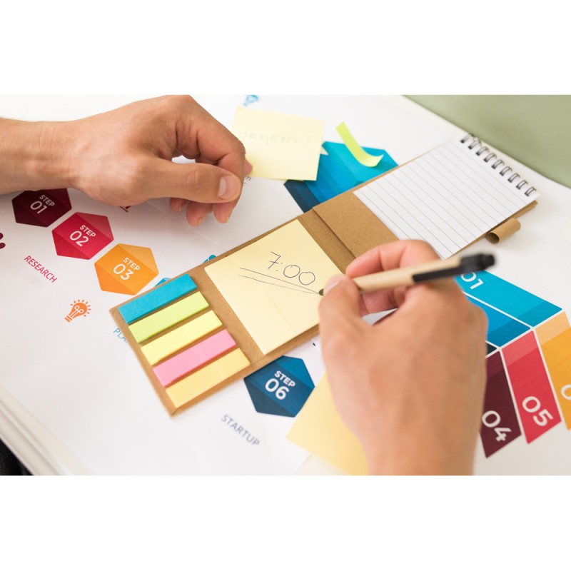 Офис. Держатель для записок, блокнот, шариковая ручка, клейкие заметки | Маделин