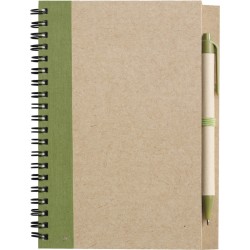 Блокнот примерно формата А5 с шариковой ручкой