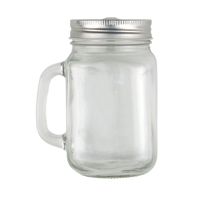Стеклянная банка для напитков 480 мл с трубочкой