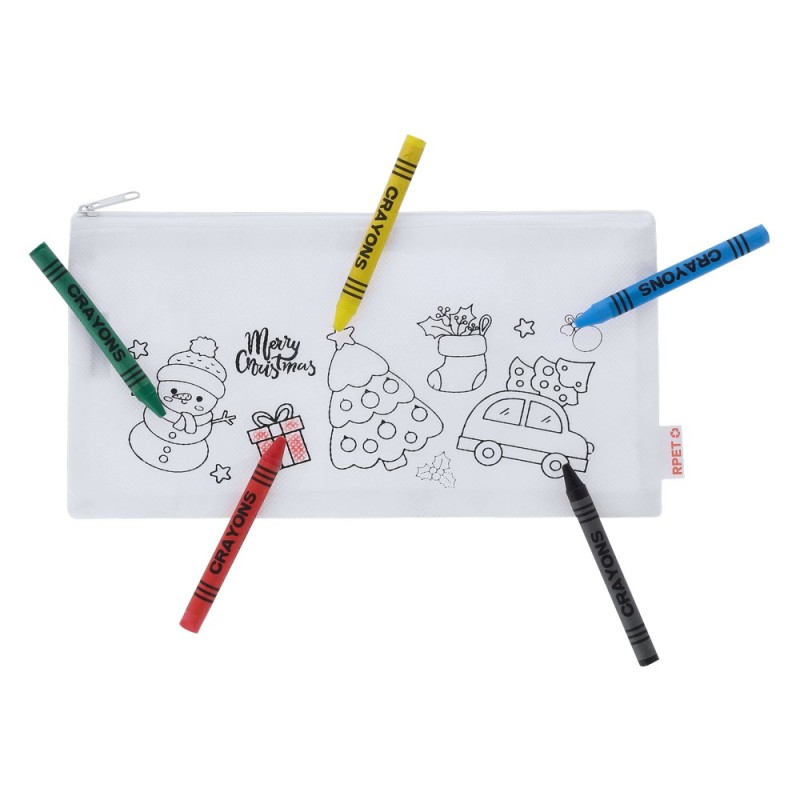 Фан & Школа. Пенал для раскрашивания, рождественский узор, цветные карандаши
