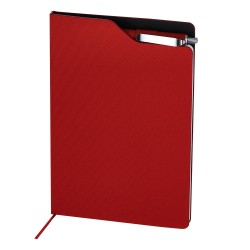 Блокнот примерно формата А5 с шариковой ручкой