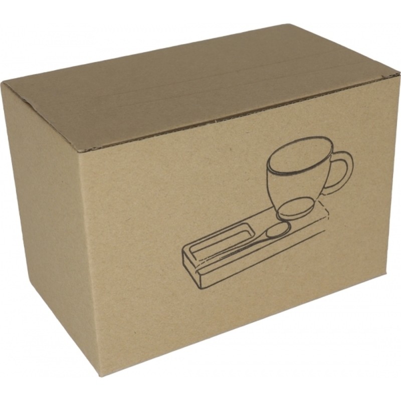 Бамбуковый поднос с ложкой и стеклянной чашкой