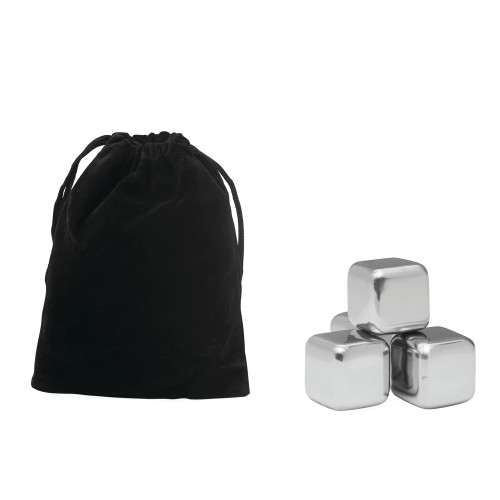 Набор кубиков льда COOLING CUBES в бархатном мешочке, черный, серебристый Набор кубиков льда COOLING CUBES в бархатном мешочке, черный, серебристый