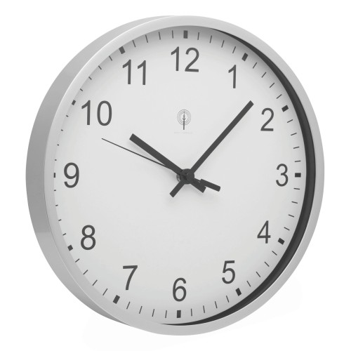 Радиоуправляемые настенные часы URANUS, серебристые, белые Радиоуправляемые настенные часы URANUS, серебристые, белые