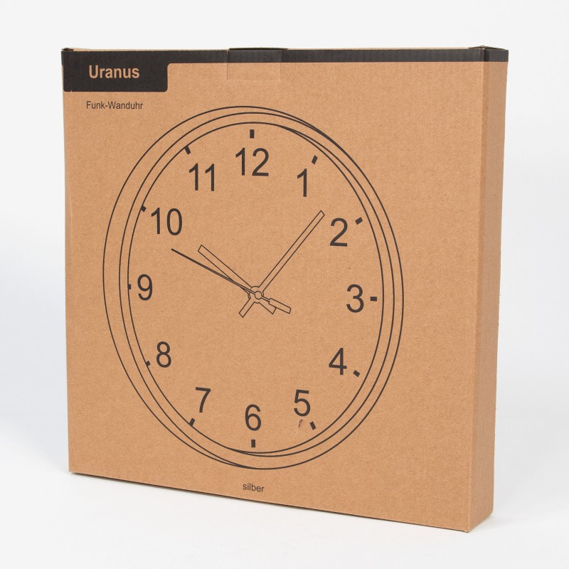 Радиоуправляемые настенные часы URANUS, серебристые, белые