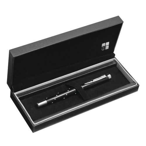 Ручка-роллер RIGA, черная, серебристая