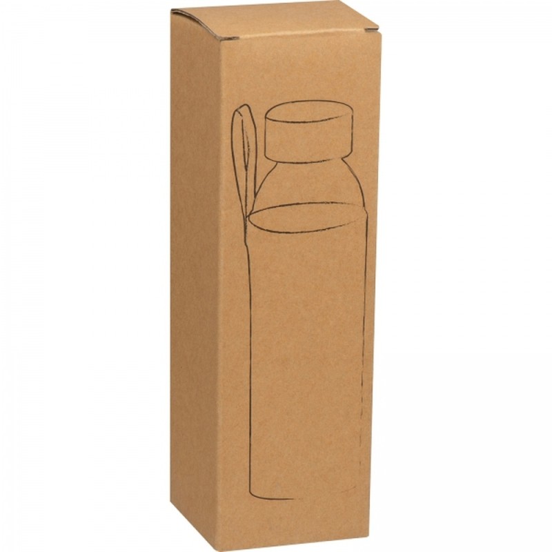 Стеклянная бутылка с бамбуковой крышкой в джутовом чехле