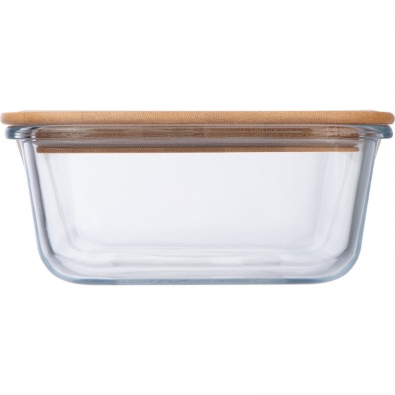 Стеклянный ланч-бокс с бамбуковой крышкой