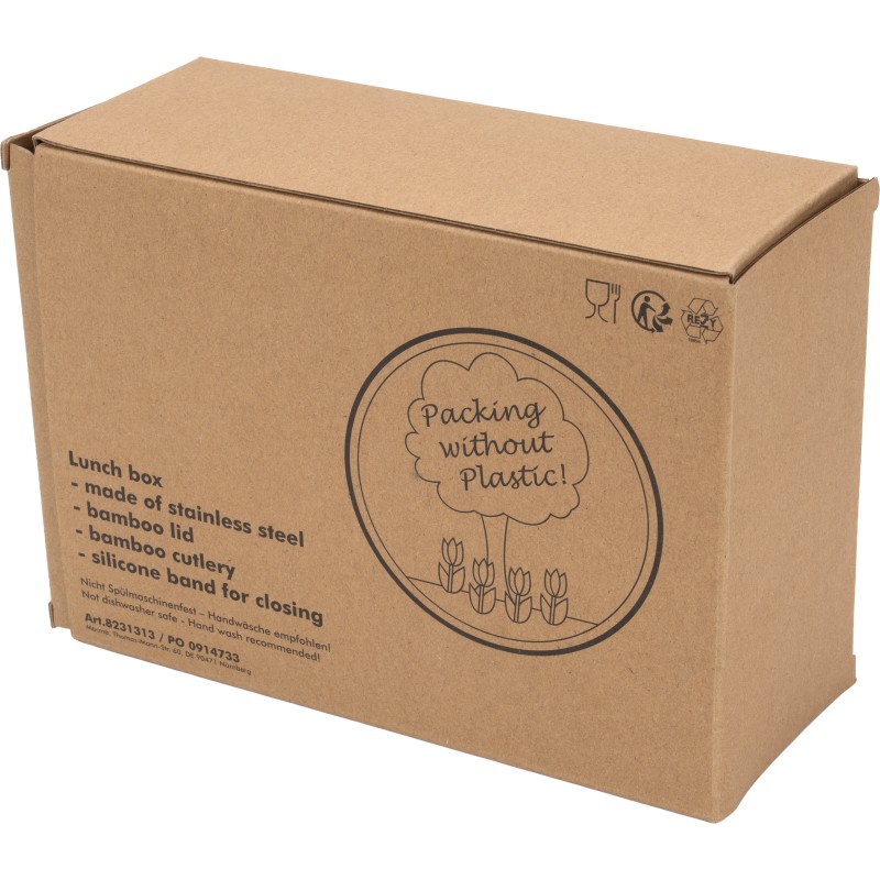 Ланч-бокс с приборами и бамбуковой крышкой