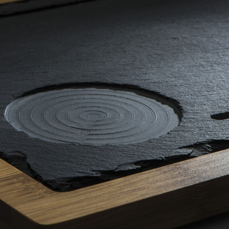 Бамбуковый поднос с отделкой из сланца SERGIO