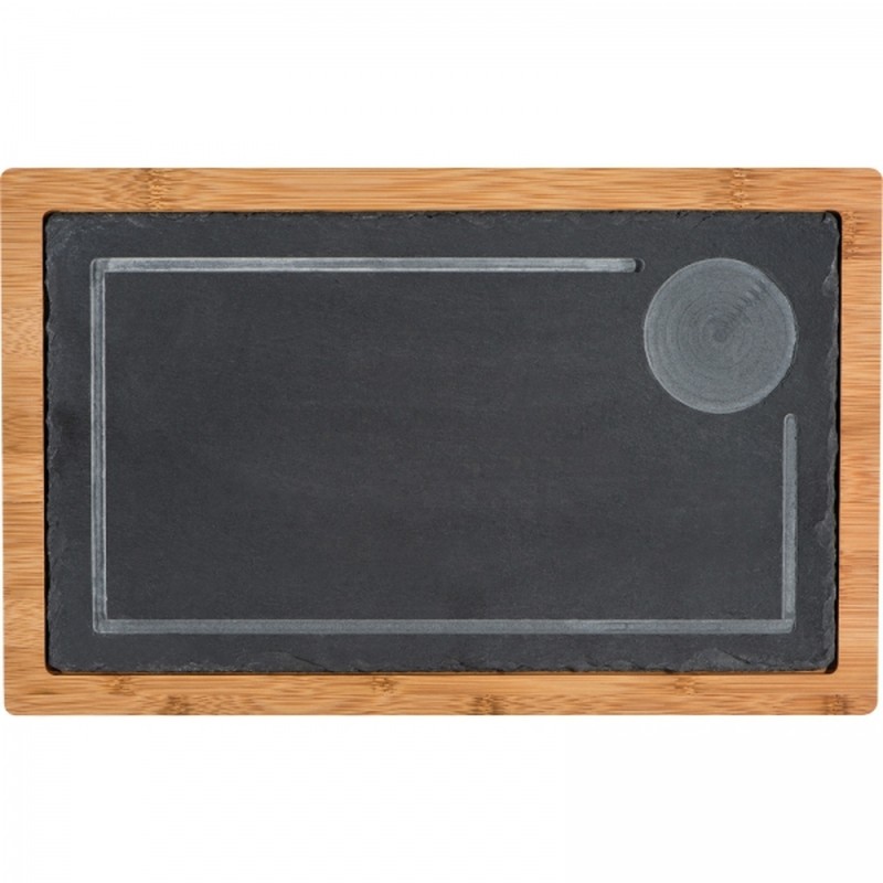 Бамбуковый поднос с отделкой из сланца SERGIO