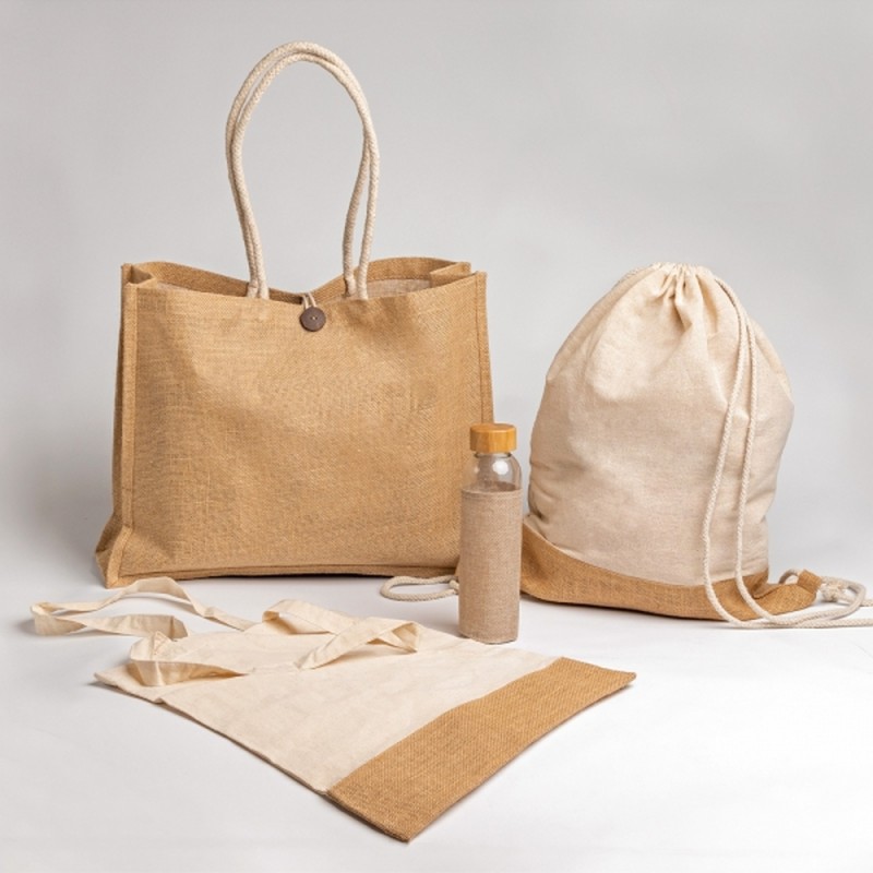 Сумка на шнурках из хлопка и джута