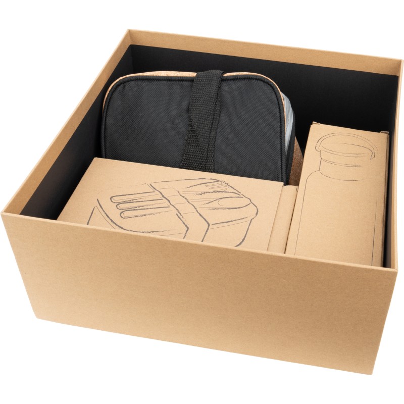 Подарочный набор с бутылкой для питья, ланч-боксом и джутовой сумкой-холодильником