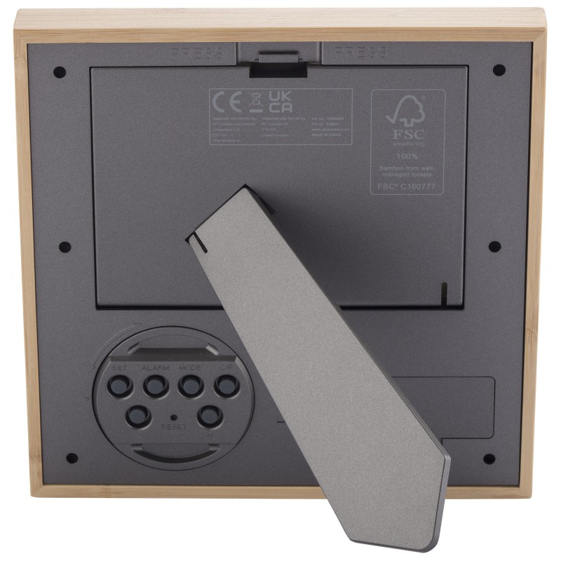 Бамбуковая рамка для фотографий с метеостанцией