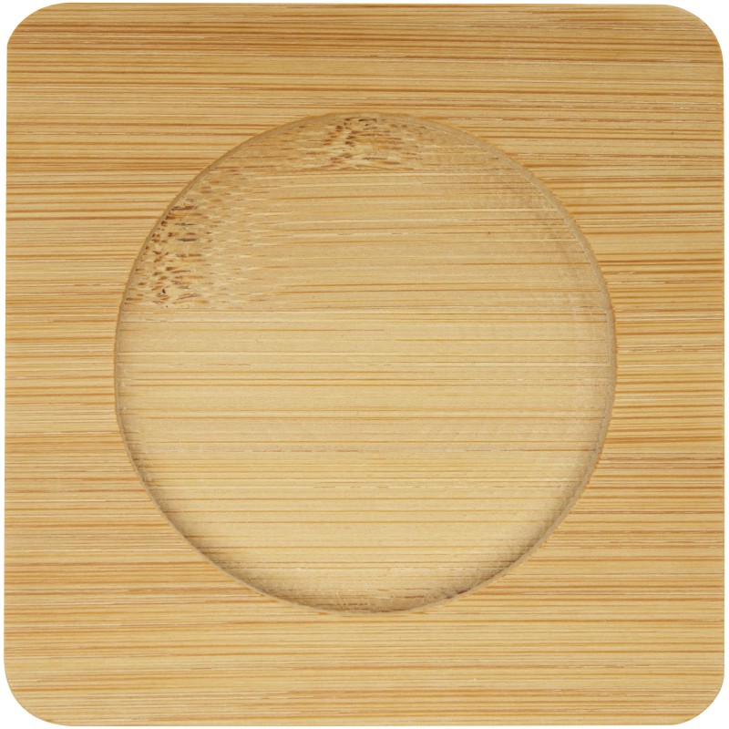 Стеклянная чашка Manti объемом 350 мл с двойными стенками и бамбуковой подставкой, 2 шт