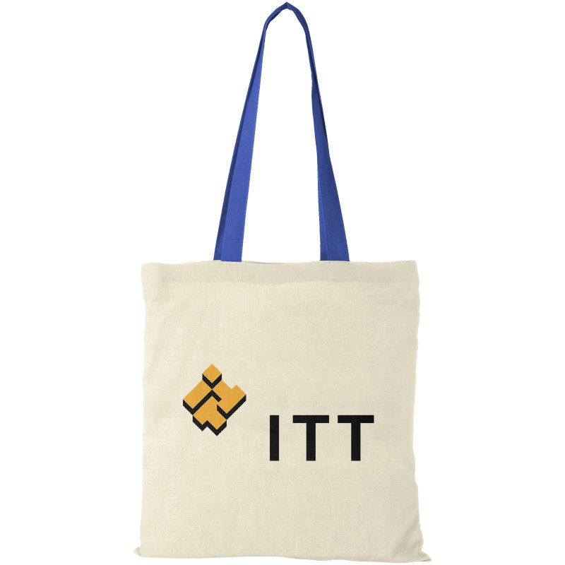 Сумка-тоут из хлопка плотностью 100 г/м² nevada с цветными ручками, объем 7 литров