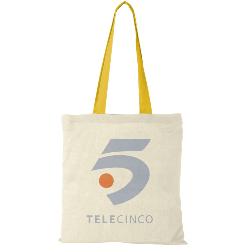 Сумка-тоут из хлопка плотностью 100 г/м² nevada с цветными ручками, объем 7 литров