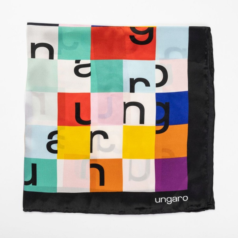 Шелковый платок Ada черный/мульти