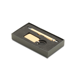 Подарочный набор из брелока и шариковой ручки Ovar, коричневый