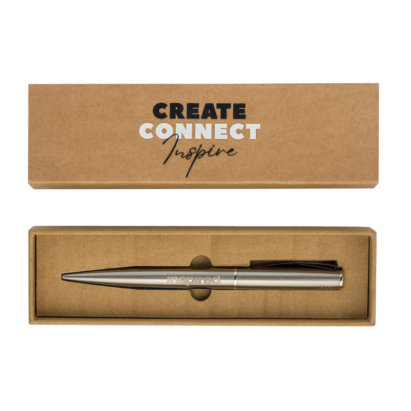 Серебристая металлическая ручка в коробке, серебро