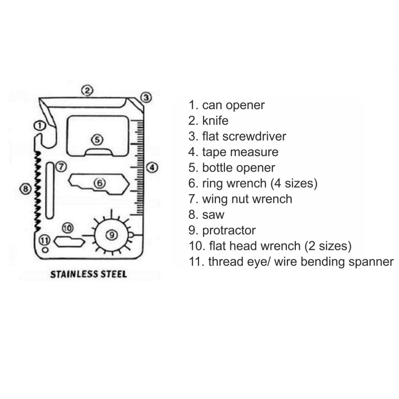 Мультитул в форме кредитной карты, серебряный
