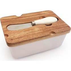 Фарфоровая масленка с ножом